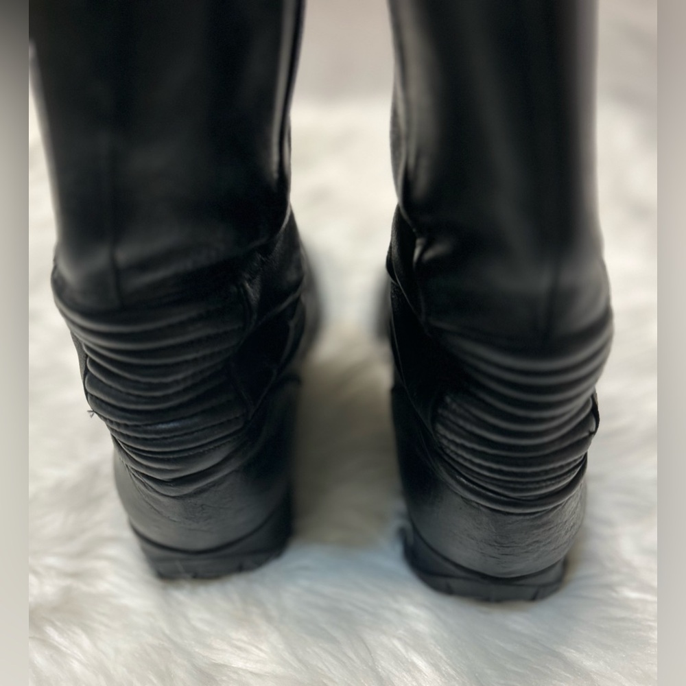 BMW Black Leather Motorcycle Riding Boots with Zipper - Picture 4 of 8
